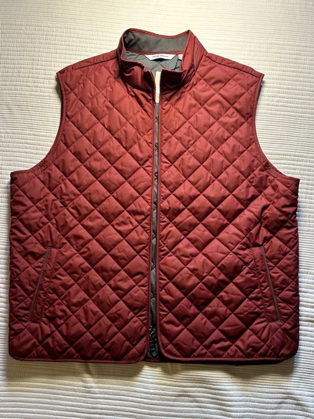 Peter Millar Quilted Burgundy Zip-Front Vest - Picture 6 of 13